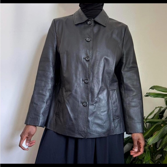 Vintage Real Leather Black Leather Jacket Blazer - Picture 3 of 3